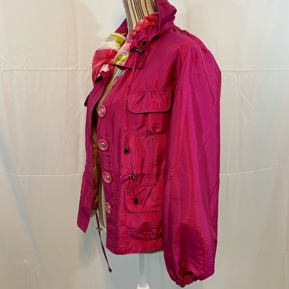 Vintage reversible pink button jacket floral solid - Picture 13 of 15